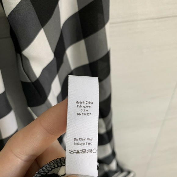 Marisa Webb 100% Silk Black White Gingham Blouse - Picture 5 of 7